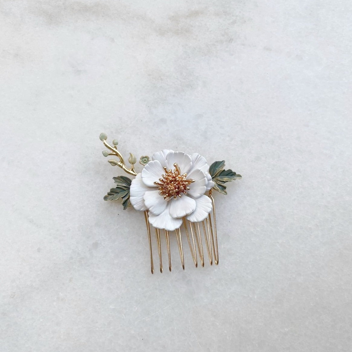 White Flower Hair Comb