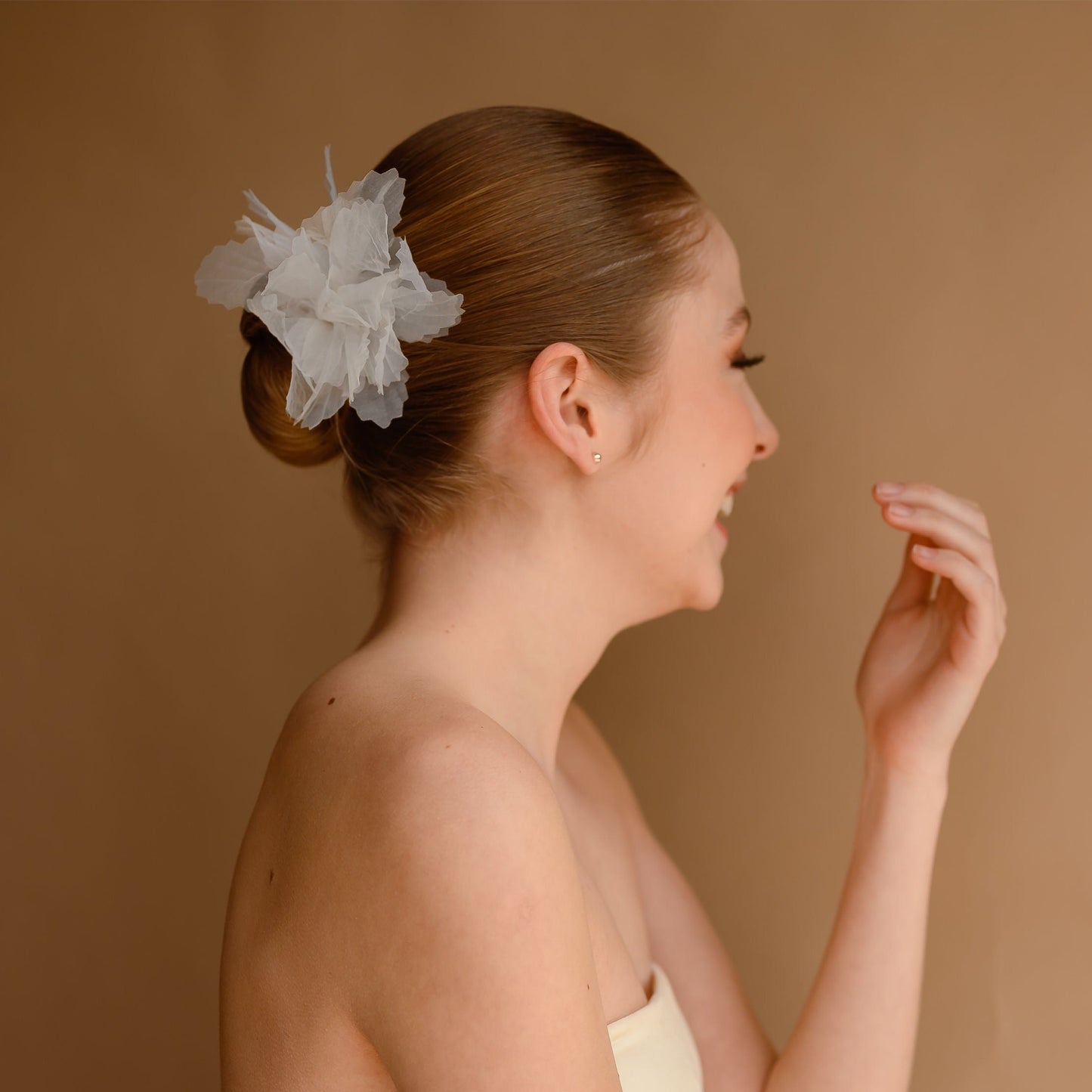 Organza Flower & Pearl Pin