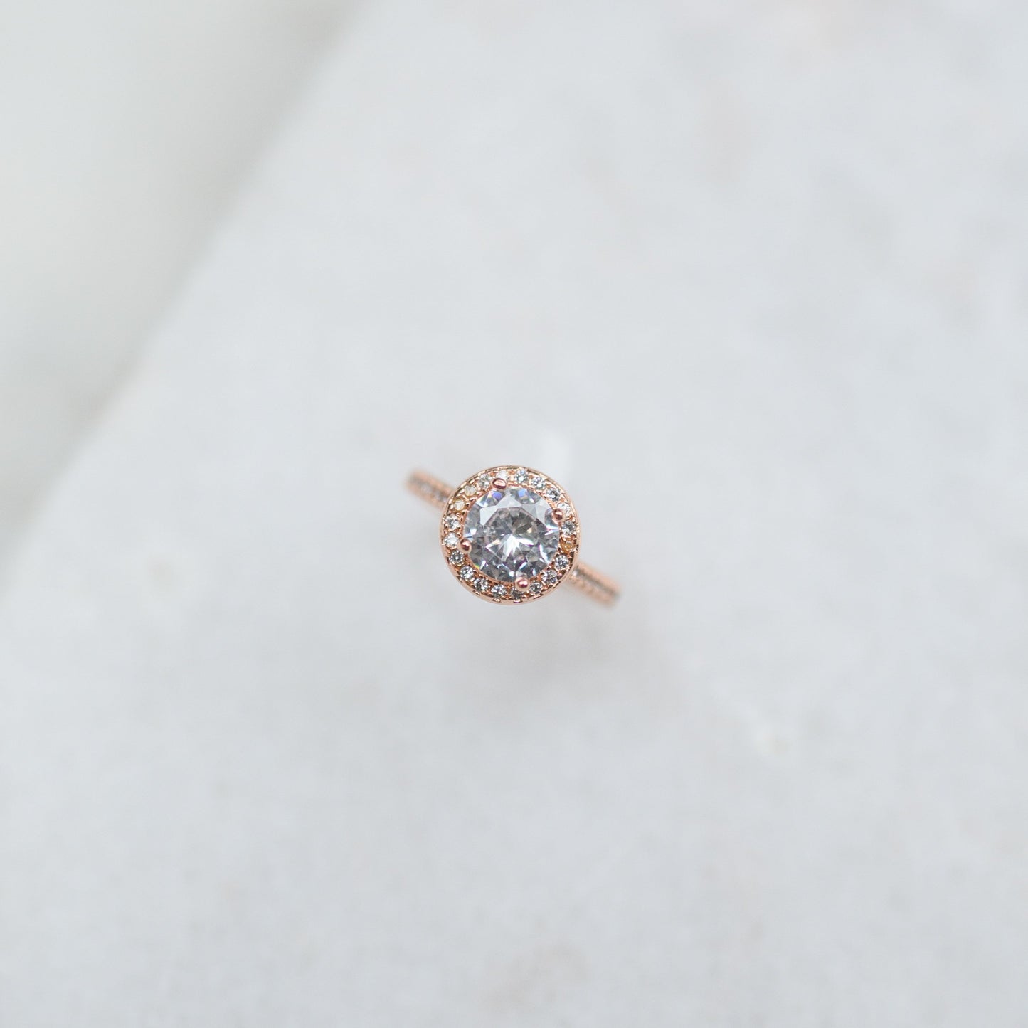 Faux Halo Engagement Ring (Rose Gold)