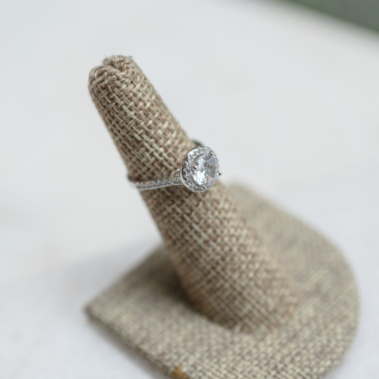 Faux Halo Engagement Ring (Silver)
