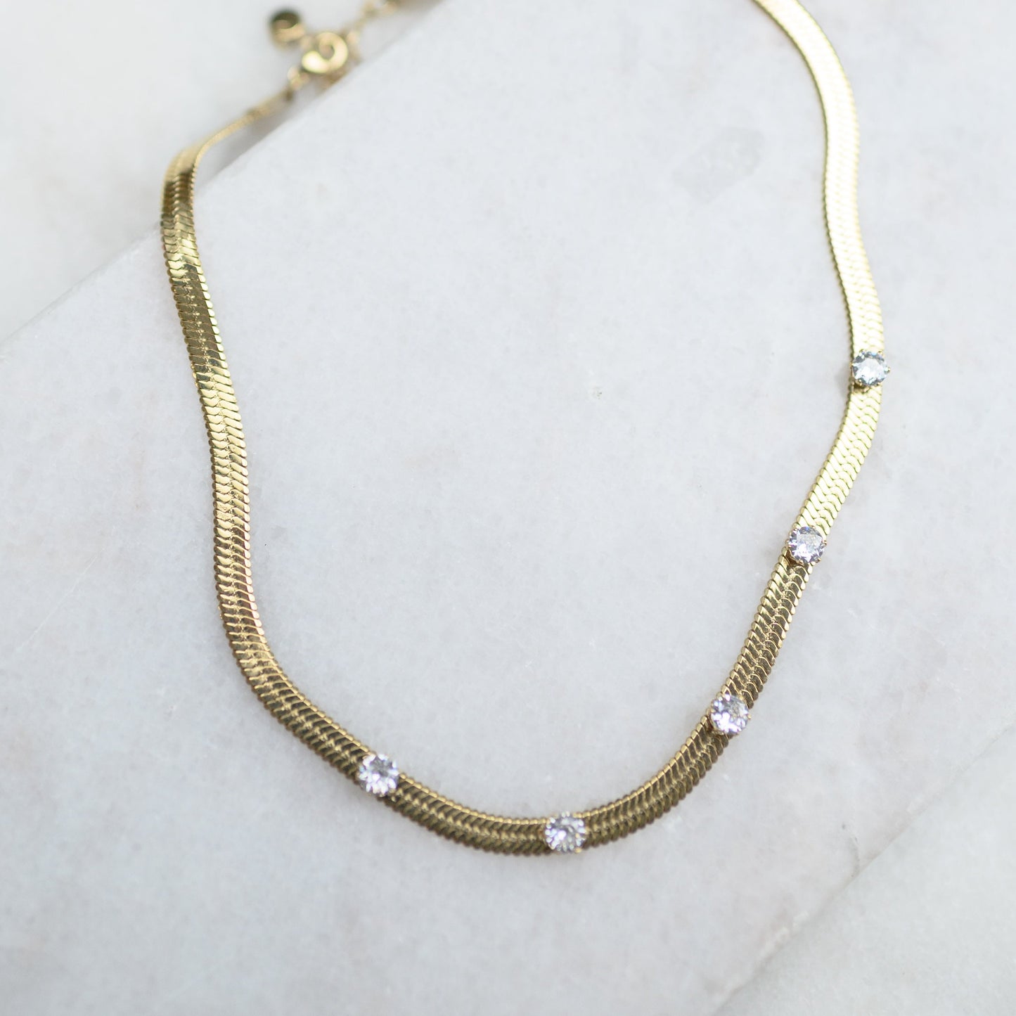 Snake Chain & Crystal Necklace