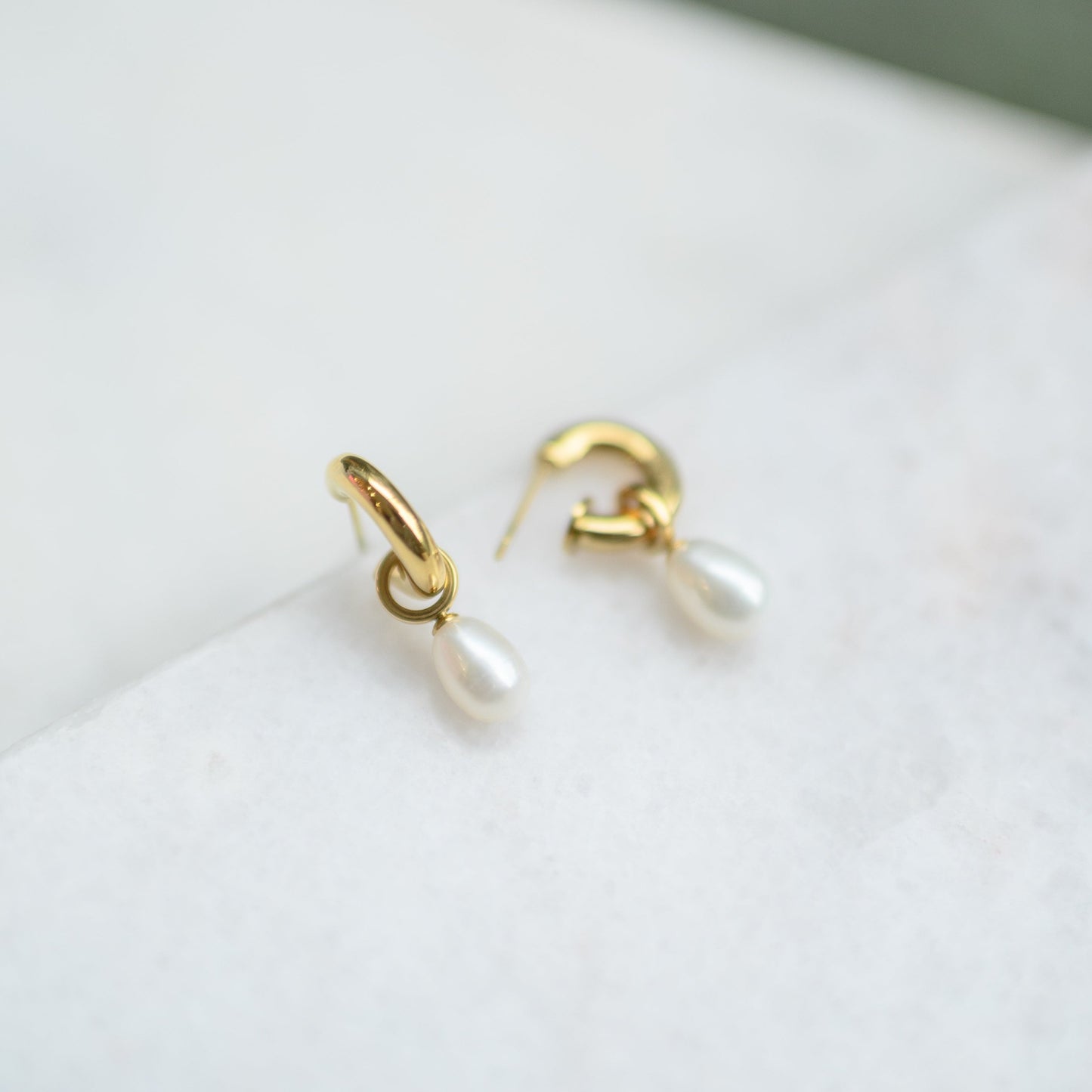 Small Pearl Hoops