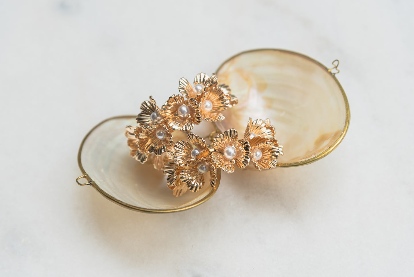 Golden Flower Girl Hoops