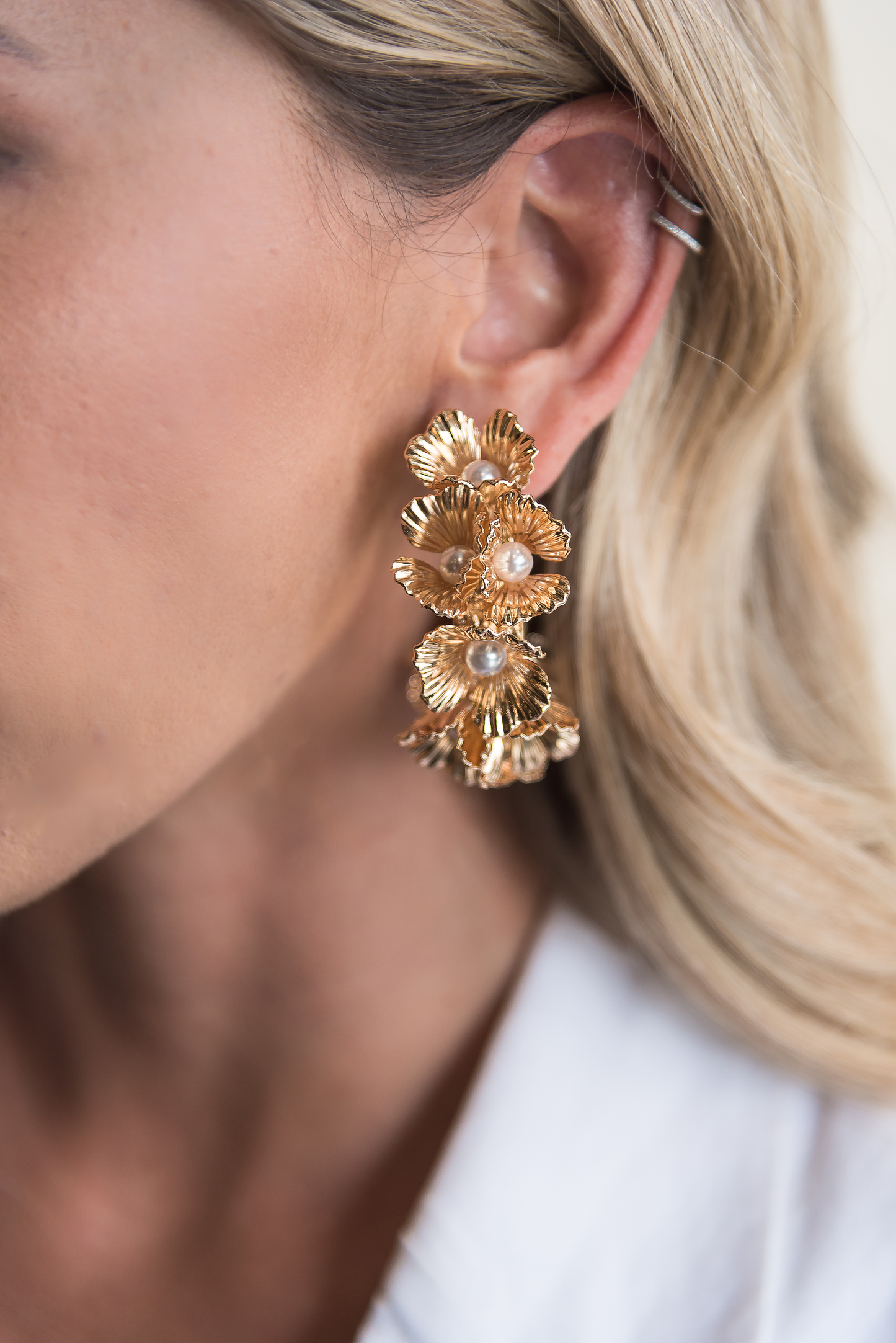 Golden Flower Girl Hoops