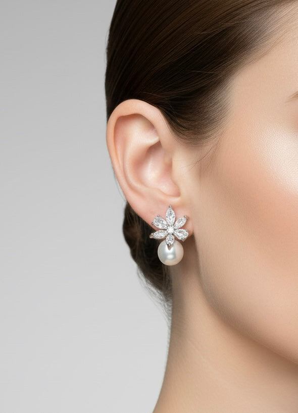 Aretes flower Pearl