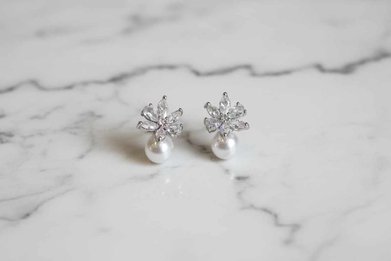 Aretes flower Pearl