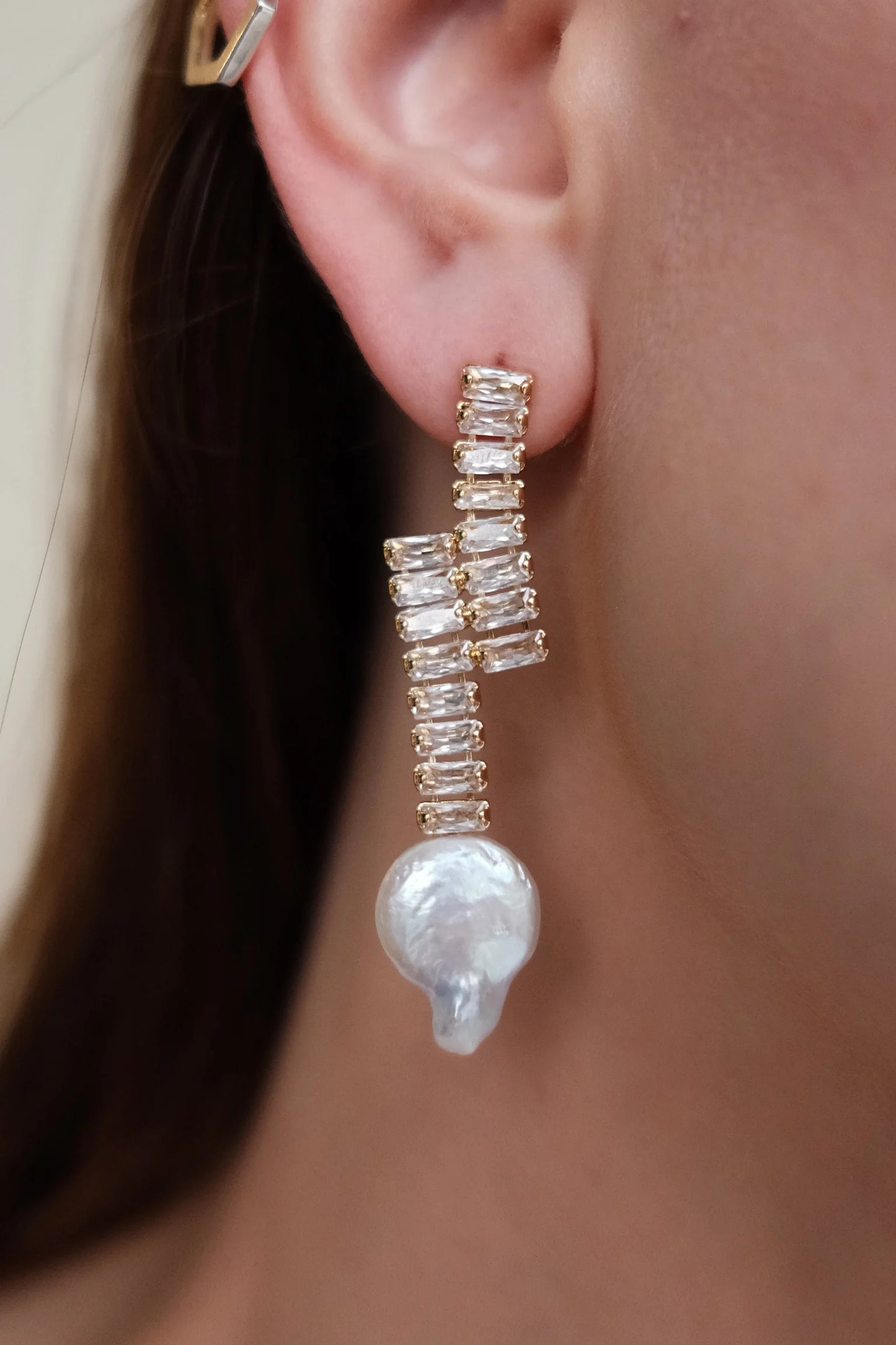 Baguette Freshwater Pearl Earring