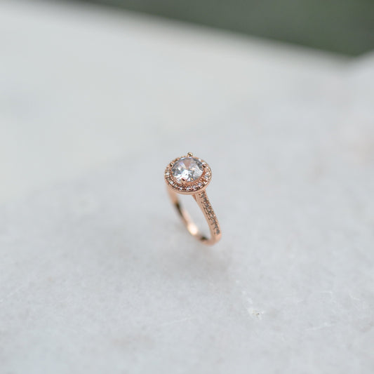 Faux Halo Engagement Ring (Rose Gold)