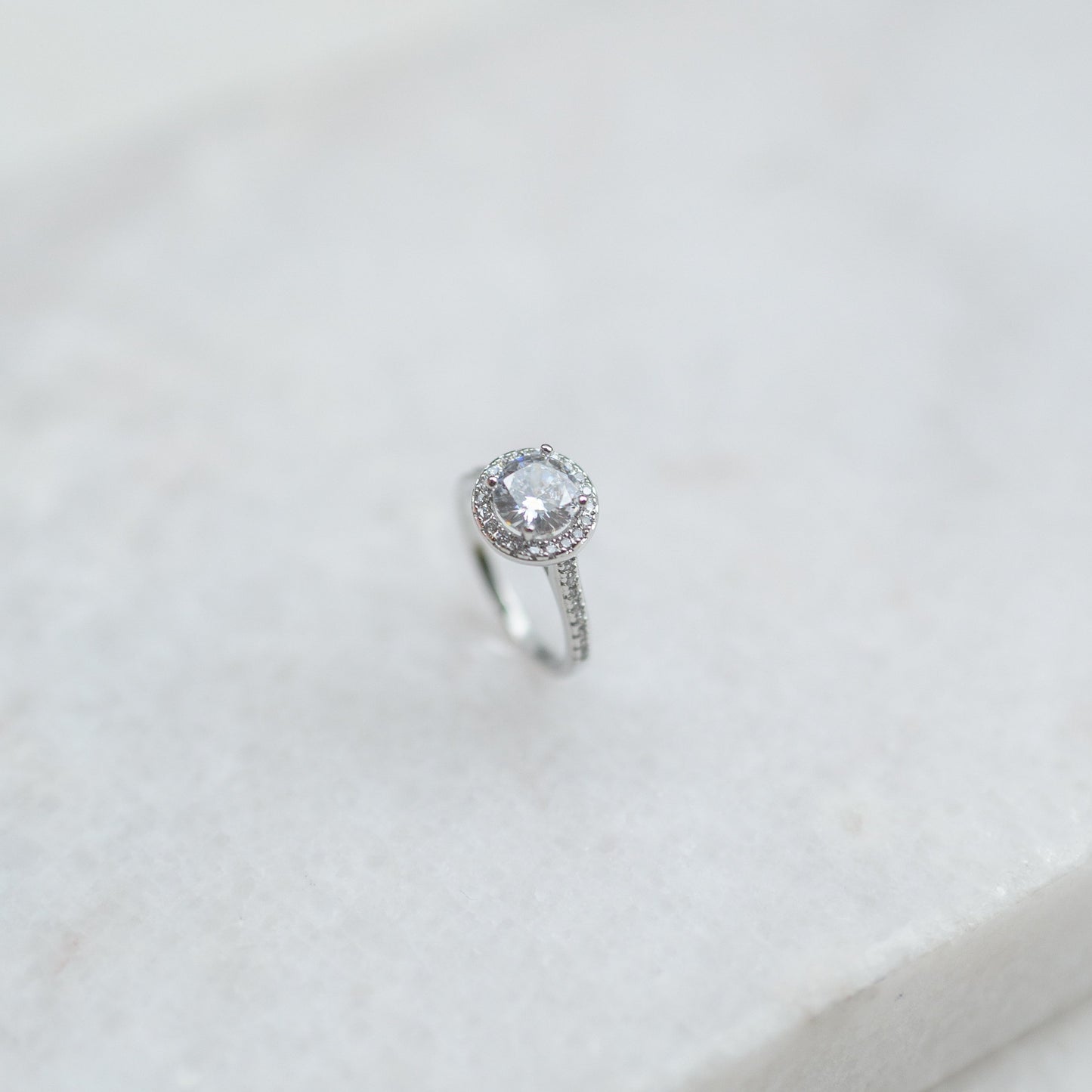 Faux Halo Engagement Ring (Silver)